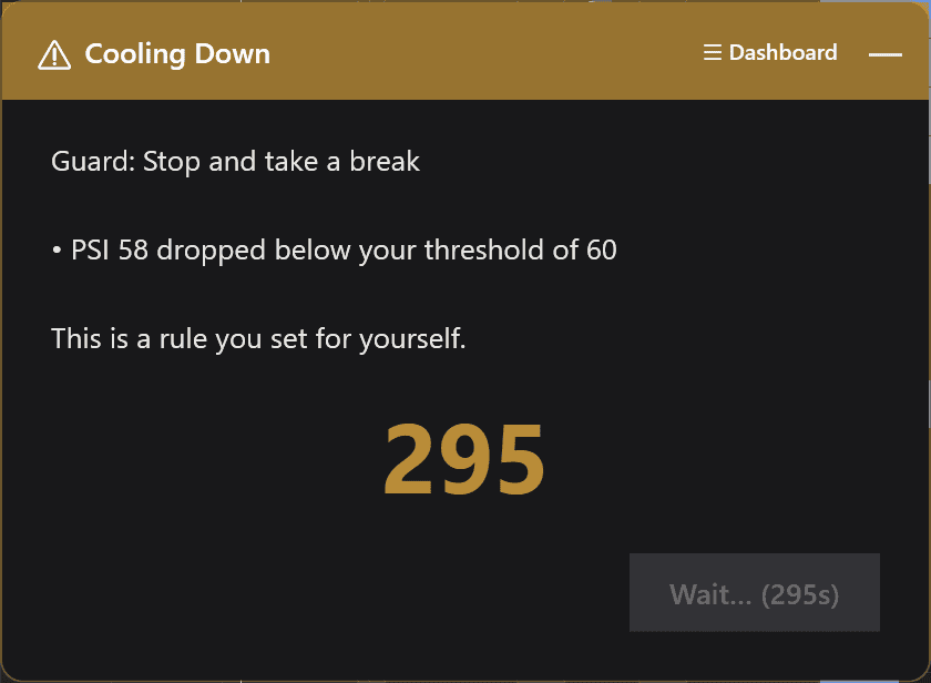 Meridian Guard countdown before broker disconnect